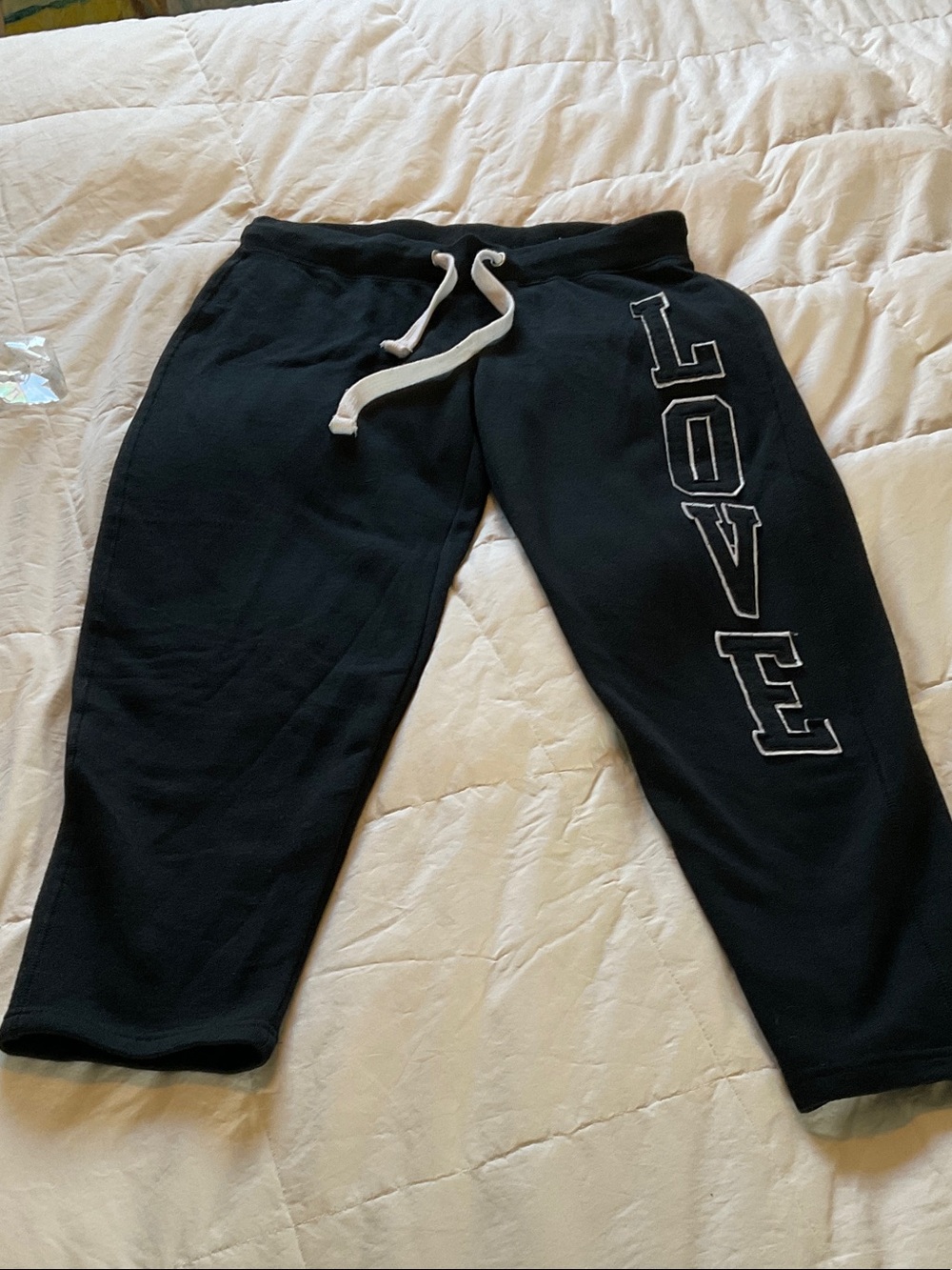 Reflex Black Jogger Sweatpants with White Drawstring and LOVE Lettering